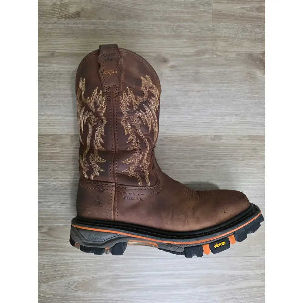 Cody James Brown Steel Toe Work Boots Vibram Sole Men's 7.5D EH PR Leather
